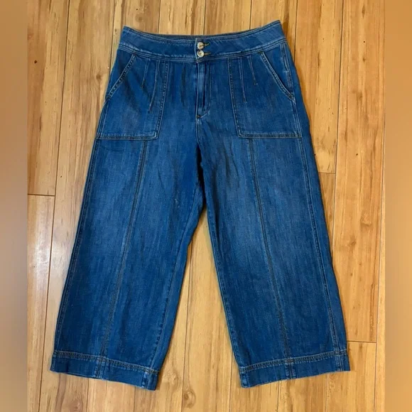 Anthropologie Pilcro & Letterpress Ultra High Rise Wide Leg Cropped Jean Size 31 - Picture 3 of 12